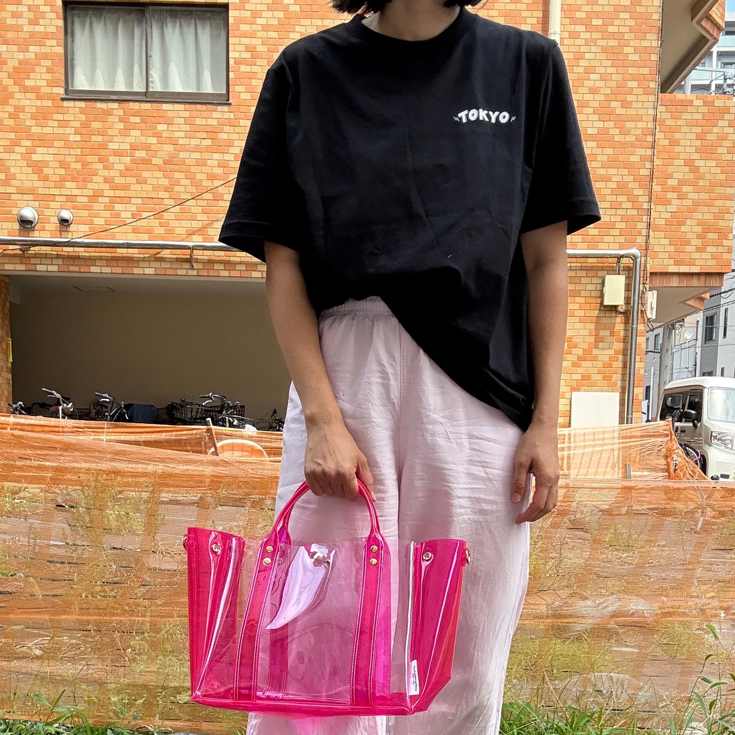 ＜限定カラー＞Colored PVC(ClearHandle)ToteL/Two-Tone Pink