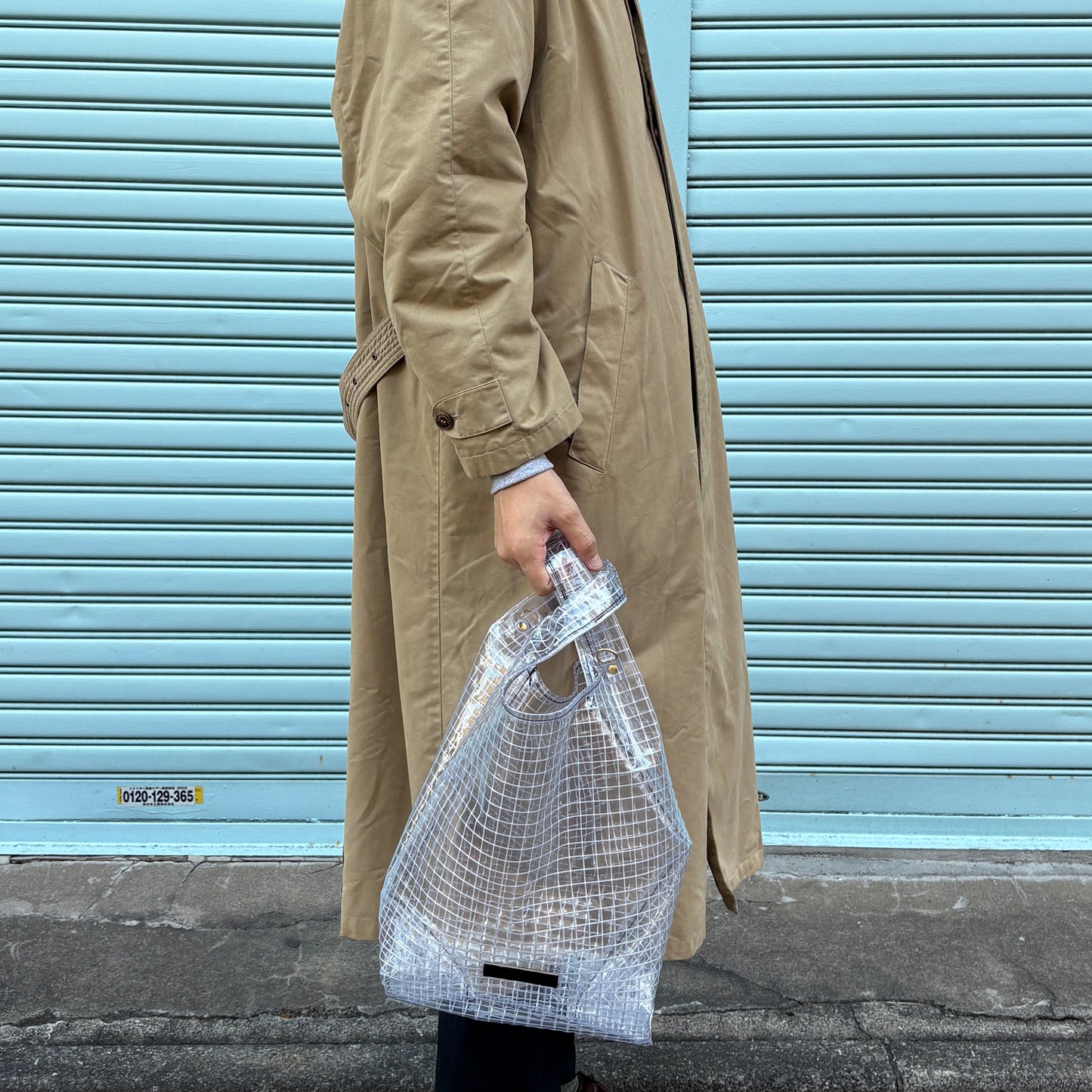 ＜受注商品＞工業資材/スーパーマーケットバッグ(L)(XL)ポーチ付  黒バージョン