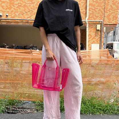 ＜限定カラー＞Colored PVC(ClearHandle)ToteL/Two-Tone Pink