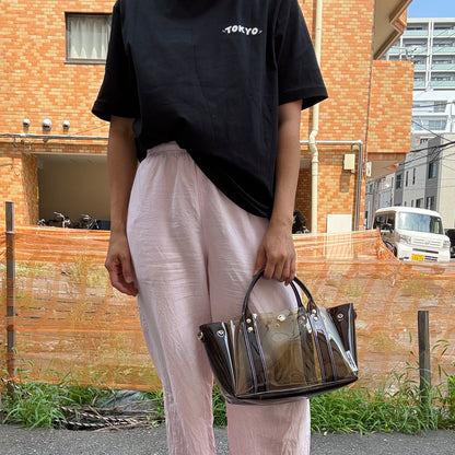 ＜限定カラー＞Colored PVC(ClearHandle)ToteM/Two-Tone Brown