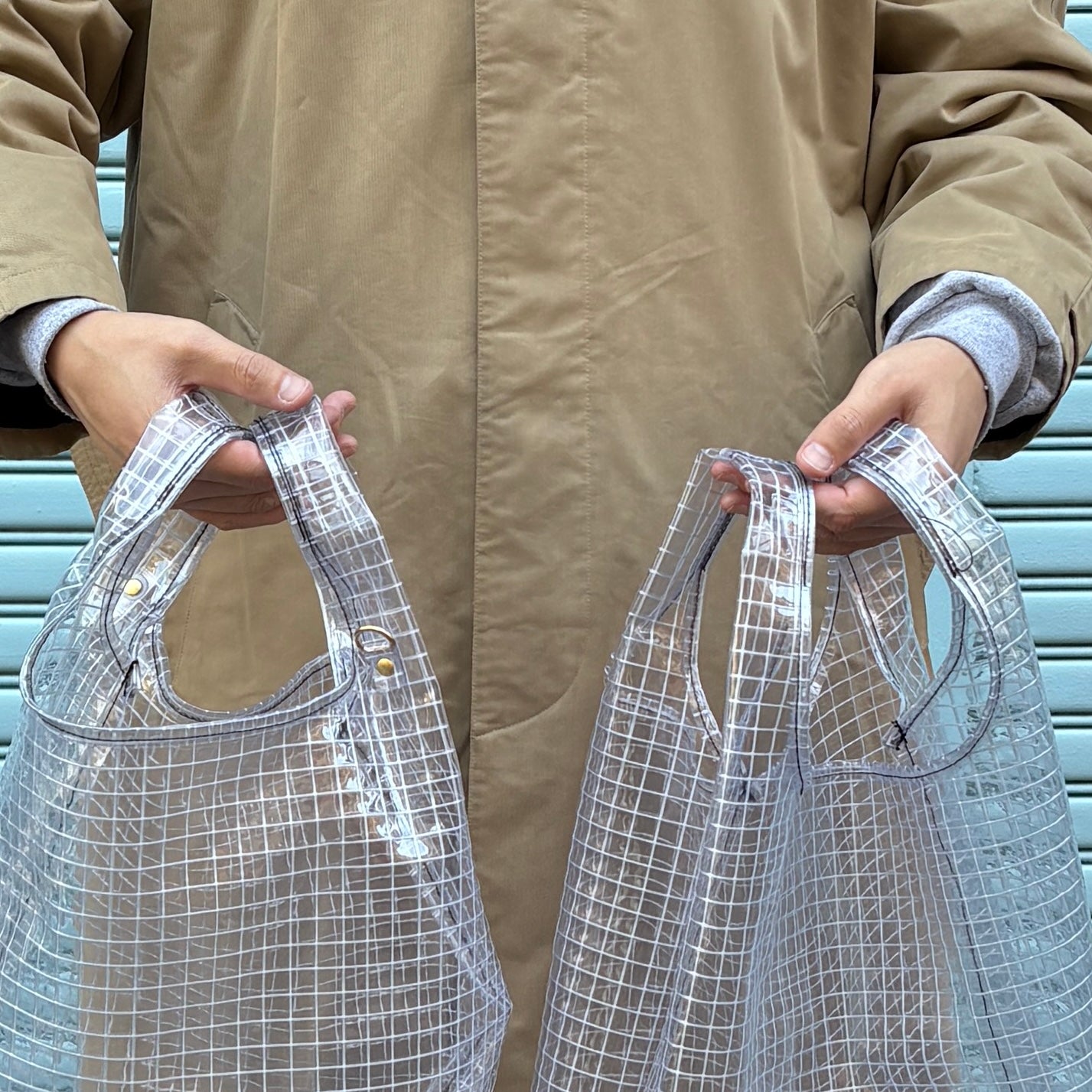 ＜受注商品＞工業資材/スーパーマーケットバッグ(L)(XL)ポーチ付  黒バージョン