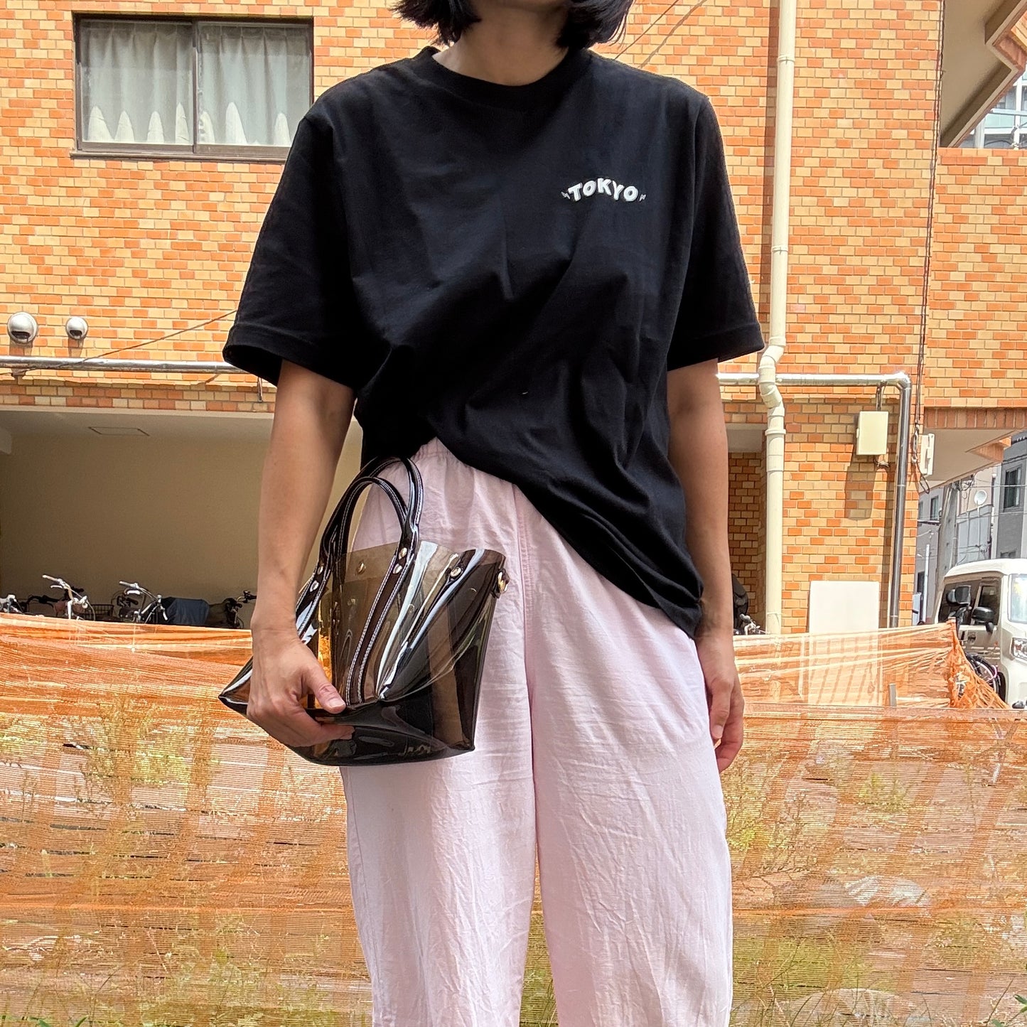 ＜限定カラー＞Colored PVC(ClearHandle)ToteL/Two-Tone Brown