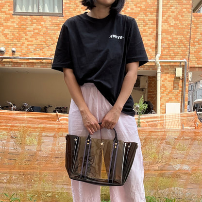 ＜限定カラー＞Colored PVC(ClearHandle)ToteL/Two-Tone Brown
