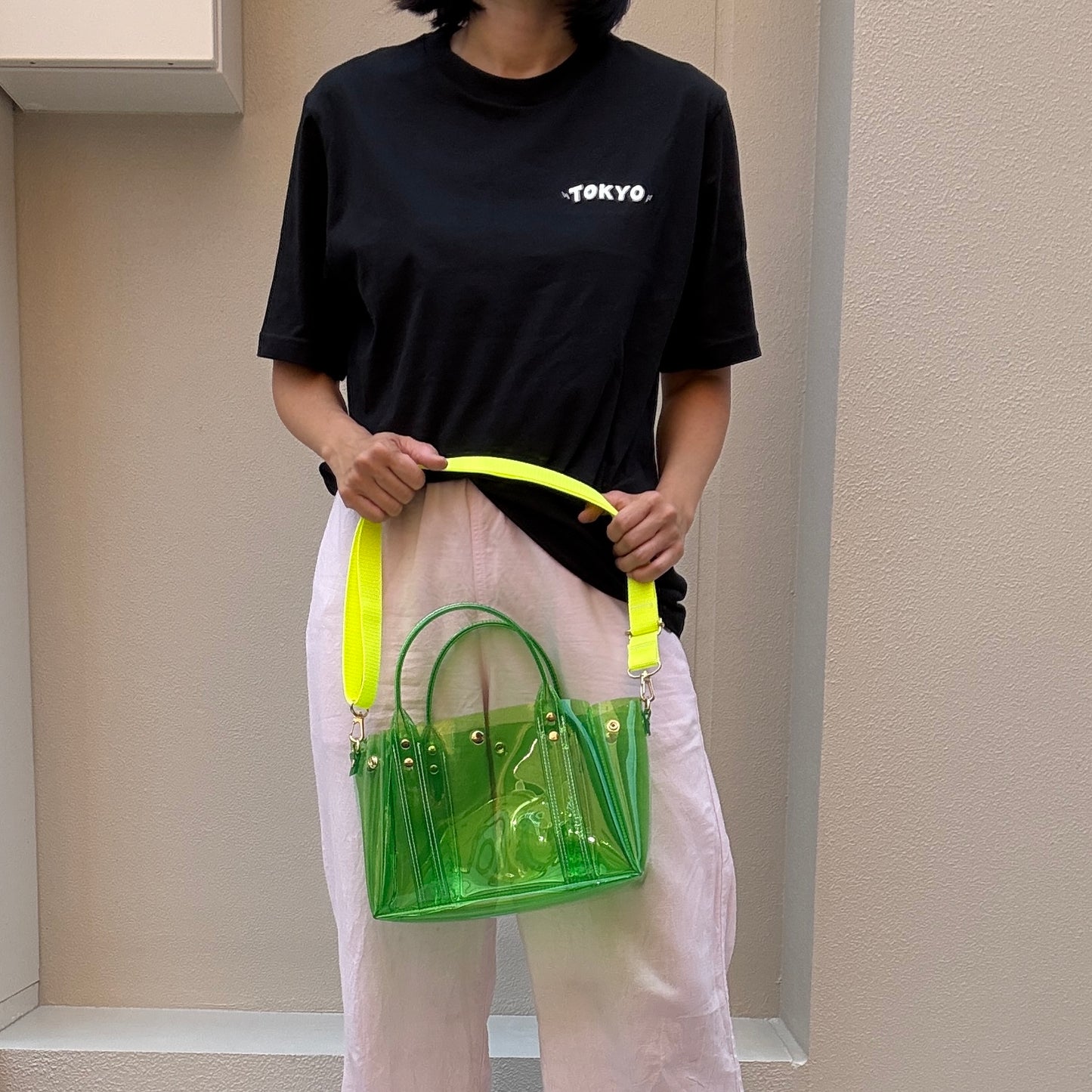 ＜再入荷＞Colored PVC(ClearHandle)ToteM/GrassGreen