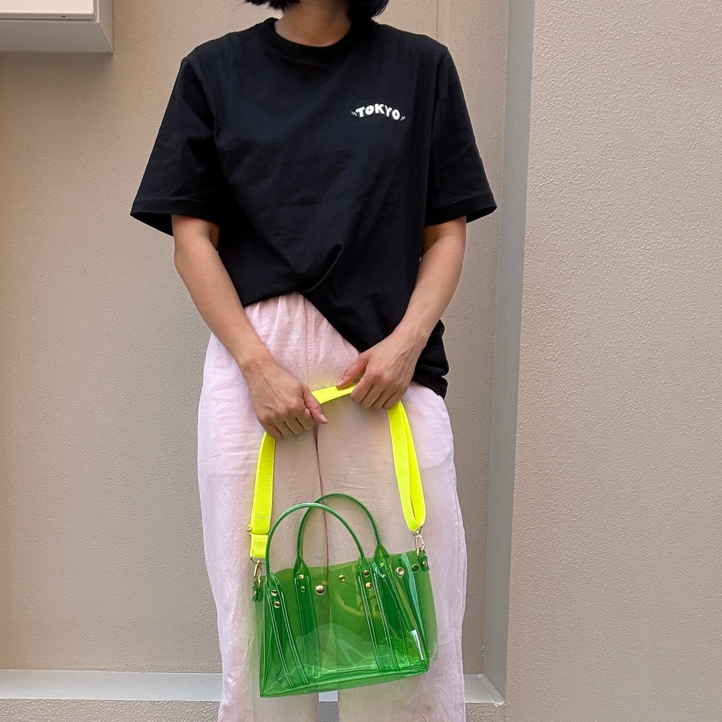 ＜再入荷＞Colored PVC(ClearHandle)ToteM/GrassGreen