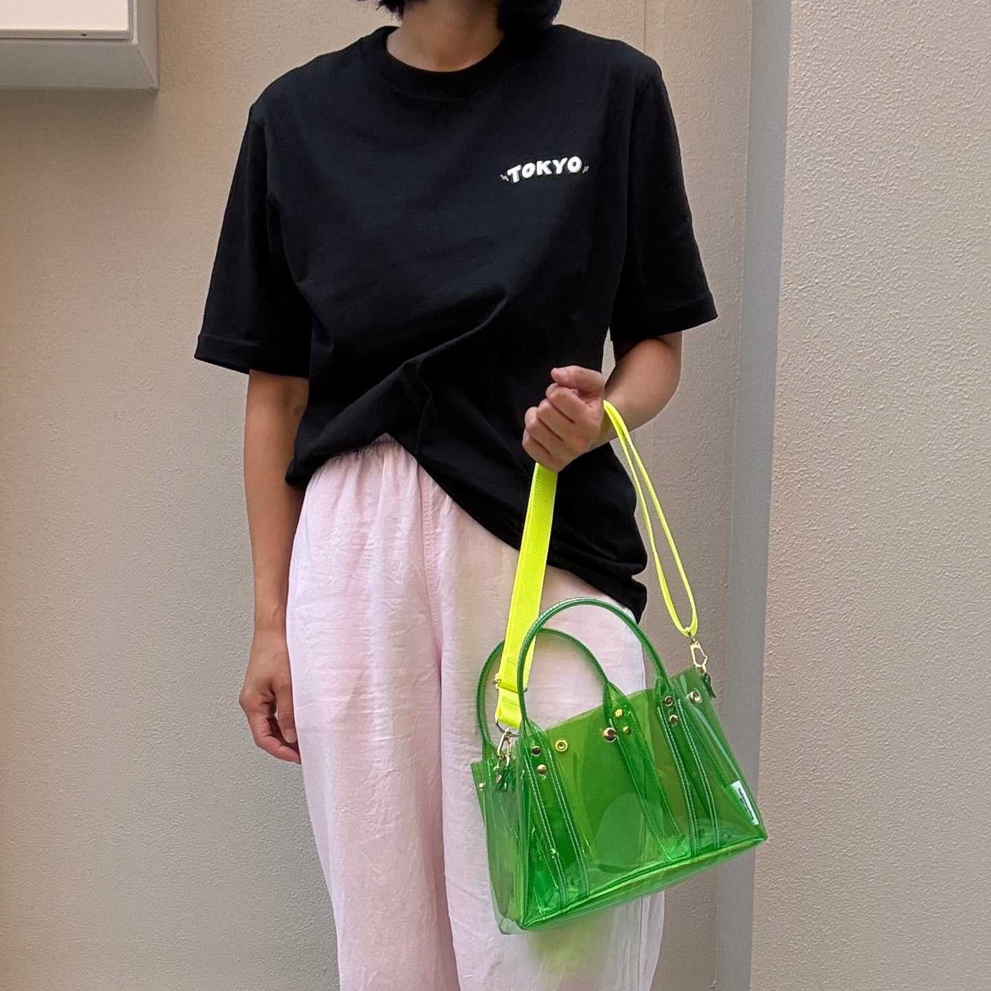 ＜再入荷＞Colored PVC(ClearHandle)ToteM/GrassGreen