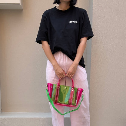 ＜限定カラー＞Colored PVC(ClearHandle)ToteM/Green&Pink