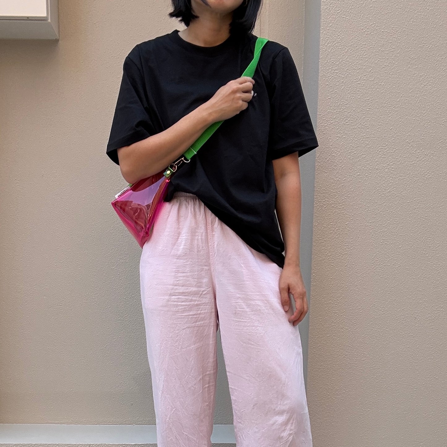 ＜限定カラー＞Colored PVC(ClearHandle)ToteM/Two-Tone PINK