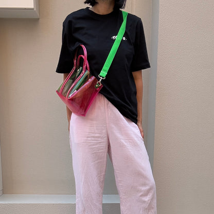 ＜限定カラー＞Colored PVC(ClearHandle)ToteM/Green&Pink