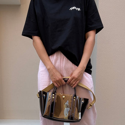 ＜限定カラー＞Colored PVC(ClearHandle)ToteM/Two-Tone Brown