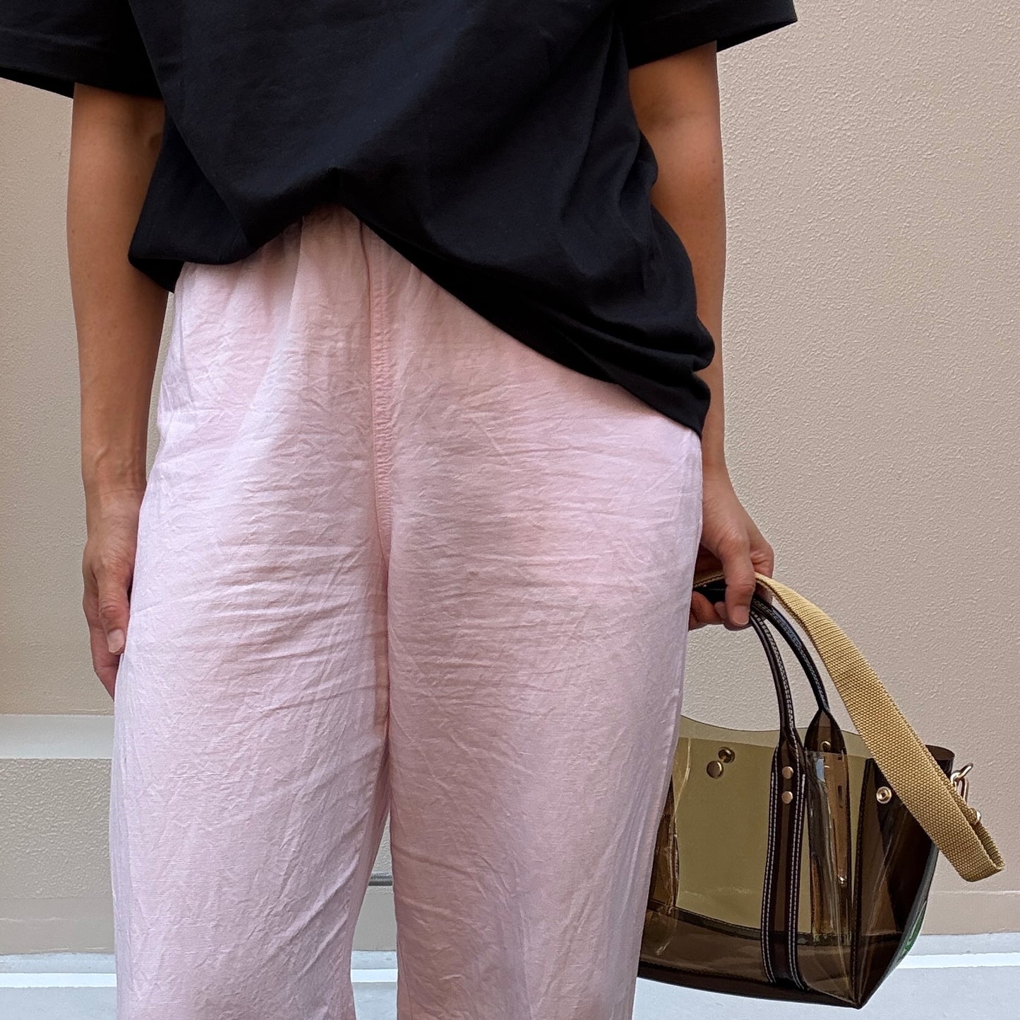 ＜限定カラー＞Colored PVC(ClearHandle)ToteL/Two-Tone Brown