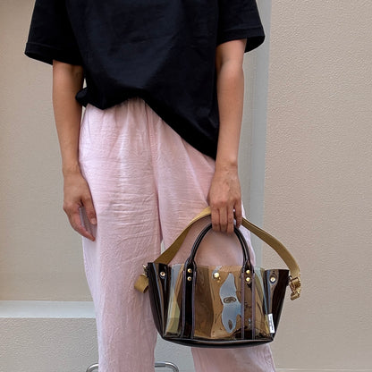 ＜限定カラー＞Colored PVC(ClearHandle)ToteM/Two-Tone Brown