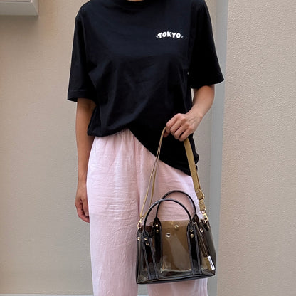 ＜限定カラー＞Colored PVC(ClearHandle)ToteM/Two-Tone Brown