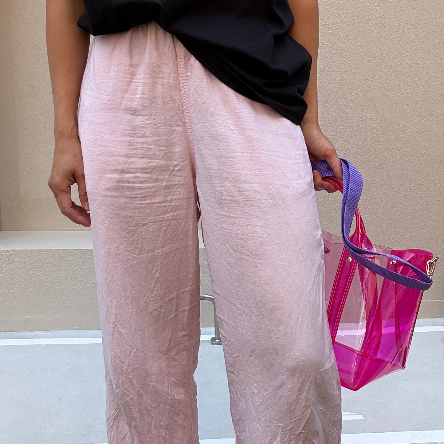 ＜限定カラー＞Colored PVC(ClearHandle)ToteM/Two-Tone PINK