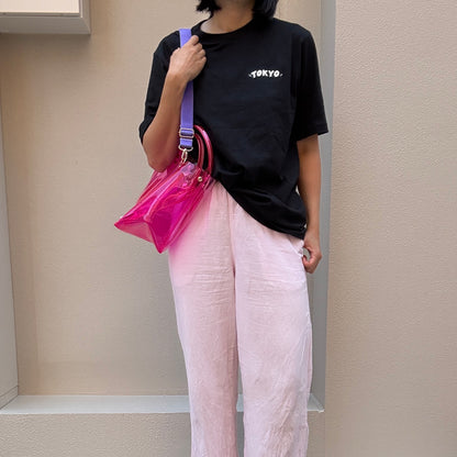 ＜限定カラー＞Colored PVC(ClearHandle)ToteM/Two-Tone PINK
