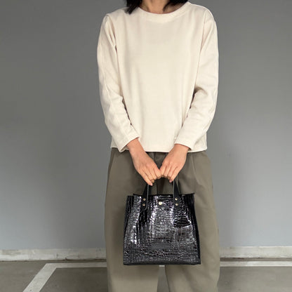 Limited stock) Early June Colored PVC (Leather Handle) Tote M / 🐊Crocodile Black