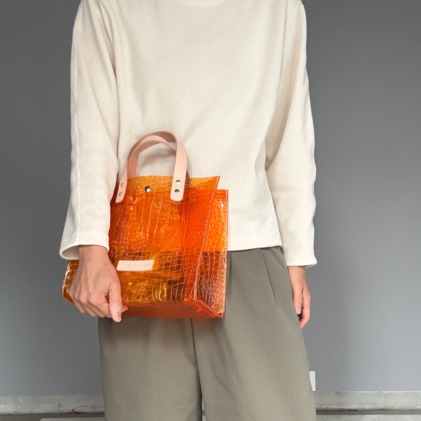 7月上旬＜予約＞Colored PVC(LeatherHandle)ToteM/🐊Crocodile Orange