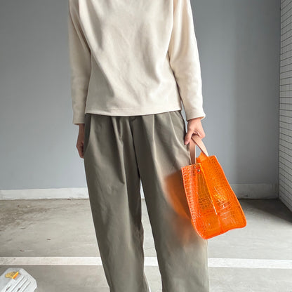 ＜予約＞Colored PVC(LeatherHandle)Tote L/🐊 Crocodile Orange