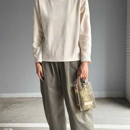 7月上旬発送予約＜新色＞Colored PVC(LeatherHandle)Pochette/🐊Crocodile Kahki Brown