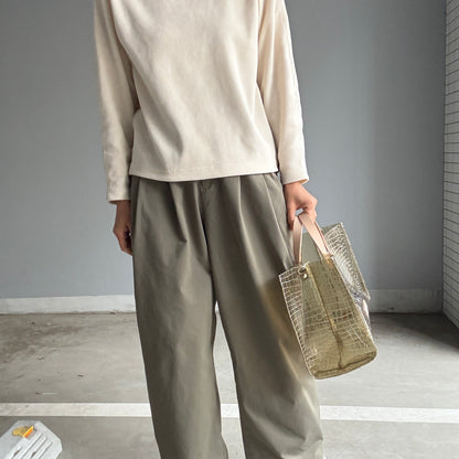7月上旬発送＜新色＞Colored PVC(LeatherHandle)Tote L/ 🐊Crocodile Kahki Brown