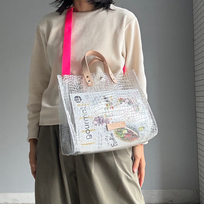 残りわずか）＜新色＞Colored PVC(LeatherHandle)Tote L/ 🐊Crocodile TOMEI