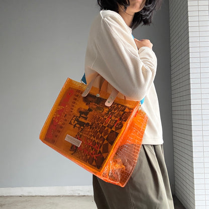 ＜予約＞Colored PVC(LeatherHandle)Tote L/🐊 Crocodile Orange