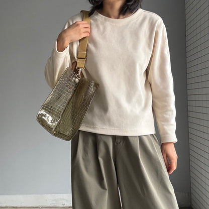 7月上旬発送＜新色＞Colored PVC(LeatherHandle)Tote L/ 🐊Crocodile Kahki Brown