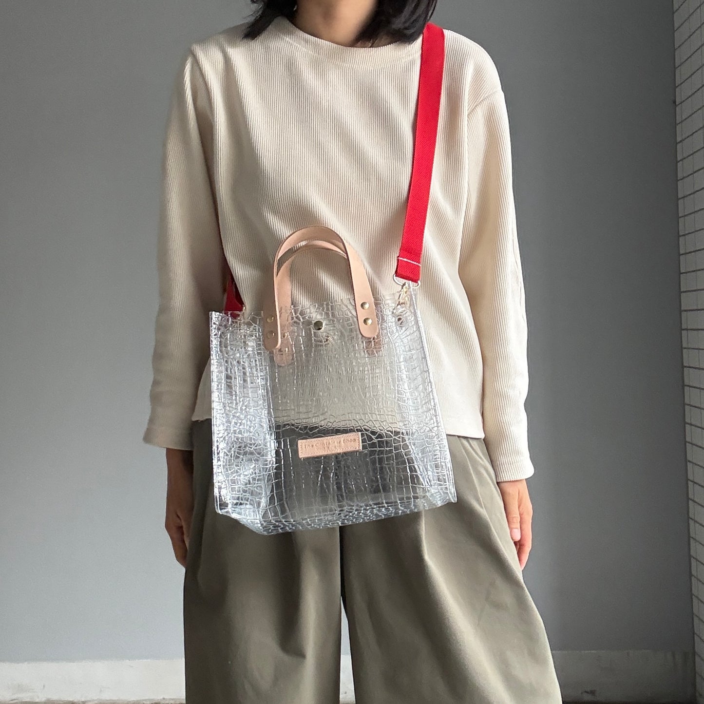 残りわずか）＜新色＞Colored PVC(LeatherHandle)ToteM/🐊Crocodile TOMEI
