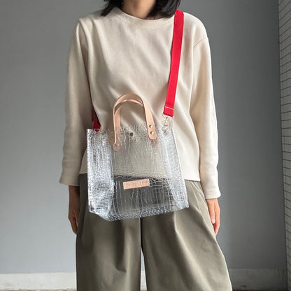 残りわずか）＜新色＞Colored PVC(LeatherHandle)ToteM/🐊Crocodile TOMEI