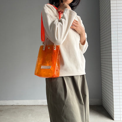 7月上旬＜予約＞Colored PVC(LeatherHandle)Pochette/🐊Crocodile Orange