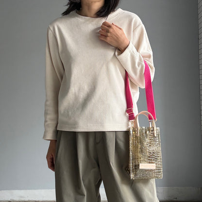 7月上旬発送予約＜新色＞Colored PVC(LeatherHandle)Pochette/🐊Crocodile Kahki Brown