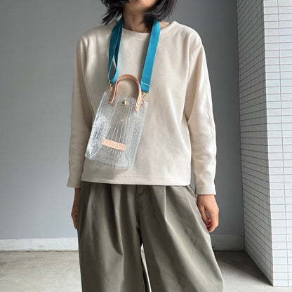 残りわずか）＜新色＞Colored PVC(LeatherHandle)Pochette/🐊Crocodile TOMEI