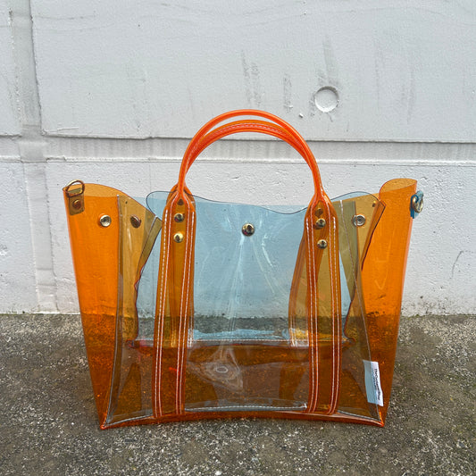 Colored PVC(ClearHandle)ToteL/Orange&LightBlue