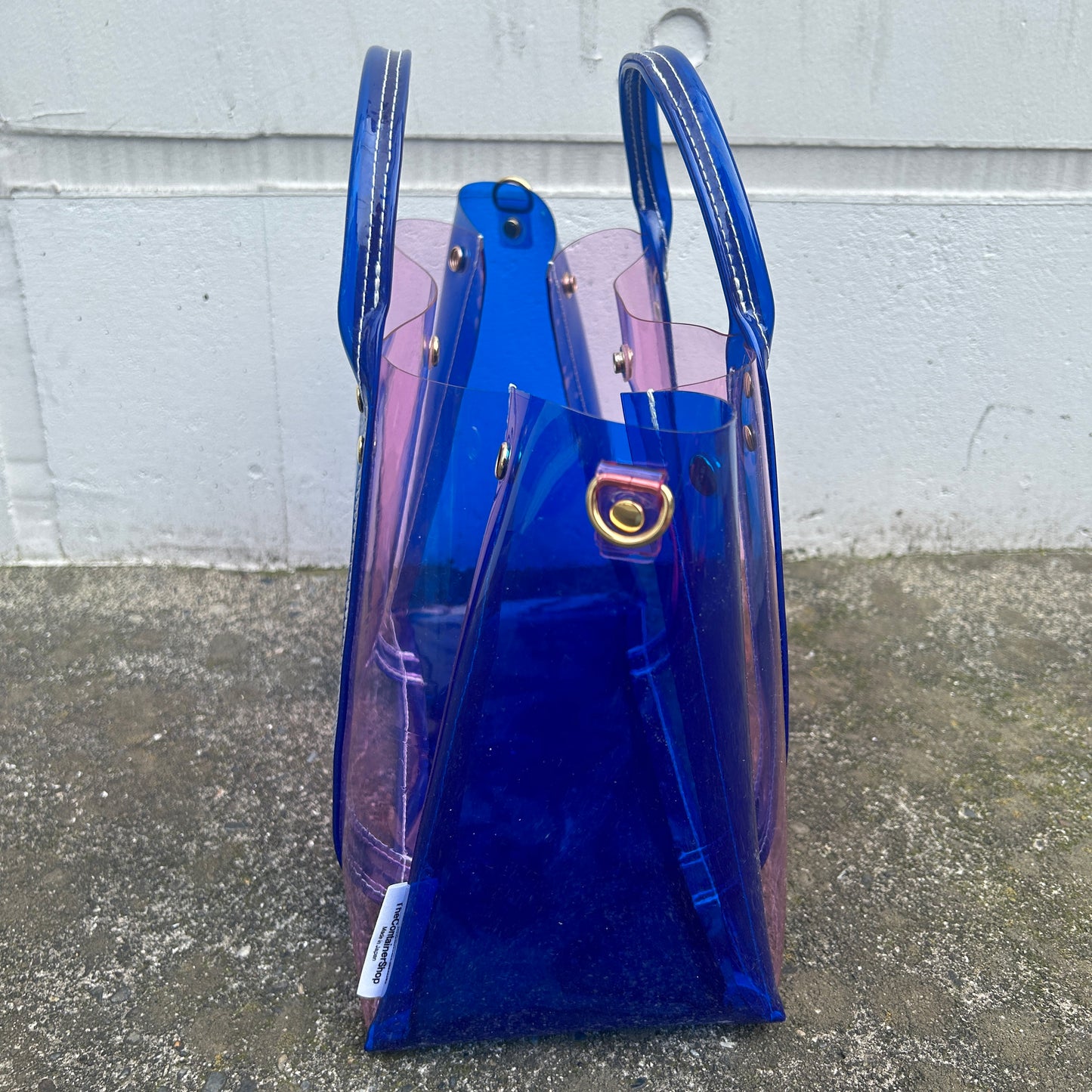 Colored PVC(ClearHandle)ToteL/Blue&LightPink