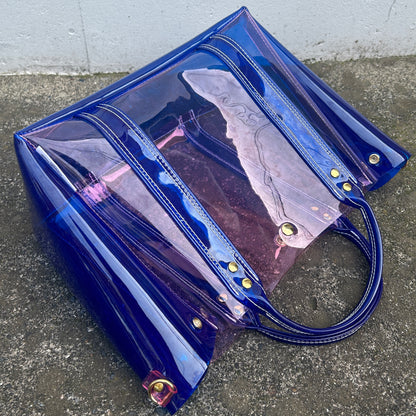 Colored PVC(ClearHandle)ToteL/Blue&LightPink