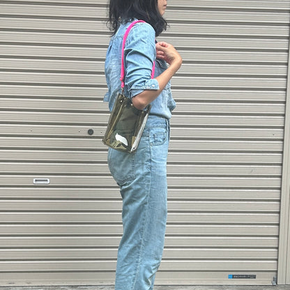 Colored PVC/Tumbler Pochette Clear Grey
