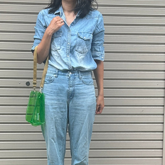 &lt;New item&gt; Colored PVC(ALL CLEAR)/Tumbler Pochette Grass Green