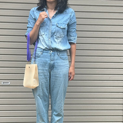 Colored PVC/Tumbler Pochette Ecru