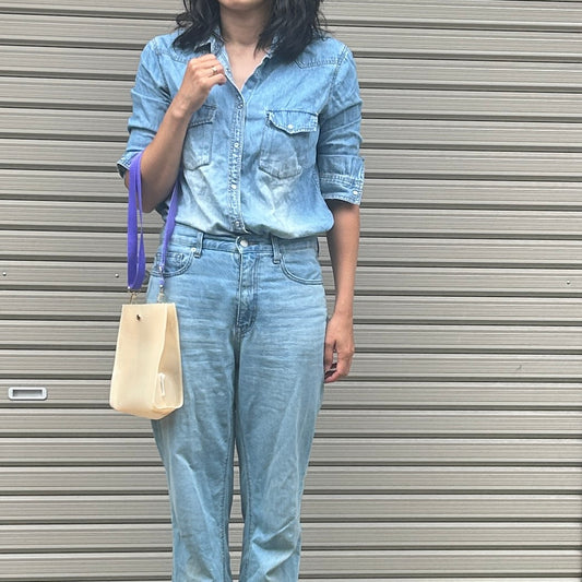 Colored PVC/Tumbler Pochette Ecru