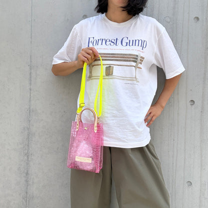 新色数量限定＜8月下旬発送＞Colored PVC(LeatherHandle)Pochette/🐊Crocodile Light Pink