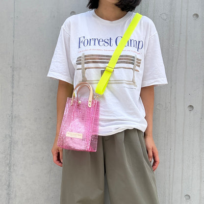 新色数量限定＜8月下旬発送＞Colored PVC(LeatherHandle)Pochette/🐊Crocodile Light Pink