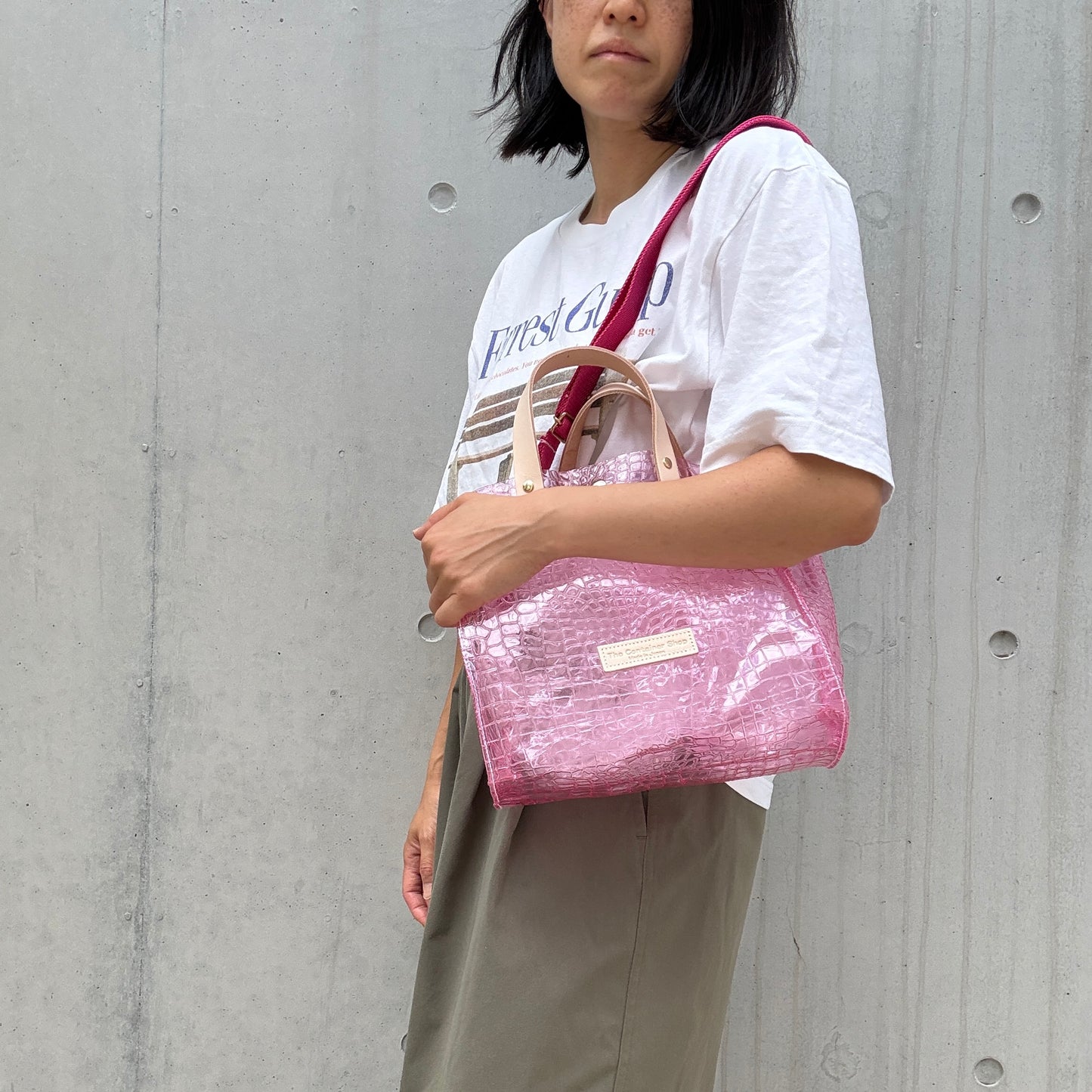 新色数量限定＜8月下旬発送＞Colored PVC(LeatherHandle)ToteM/🐊Crocodile Light Pink