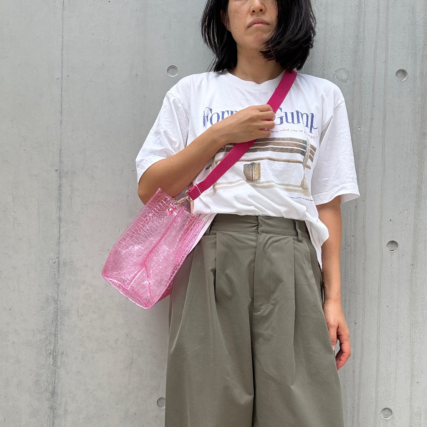 新色数量限定＜8月下旬発送＞Colored PVC(LeatherHandle)ToteM/🐊Crocodile Light Pink
