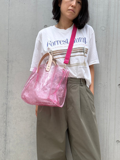 新色数量限定＜8月下旬発送＞Colored PVC(LeatherHandle)ToteM/🐊Crocodile Light Pink