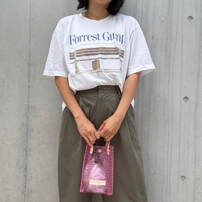 新色数量限定＜8月下旬発送＞Colored PVC(LeatherHandle)Pochette/🐊Crocodile Light Pink