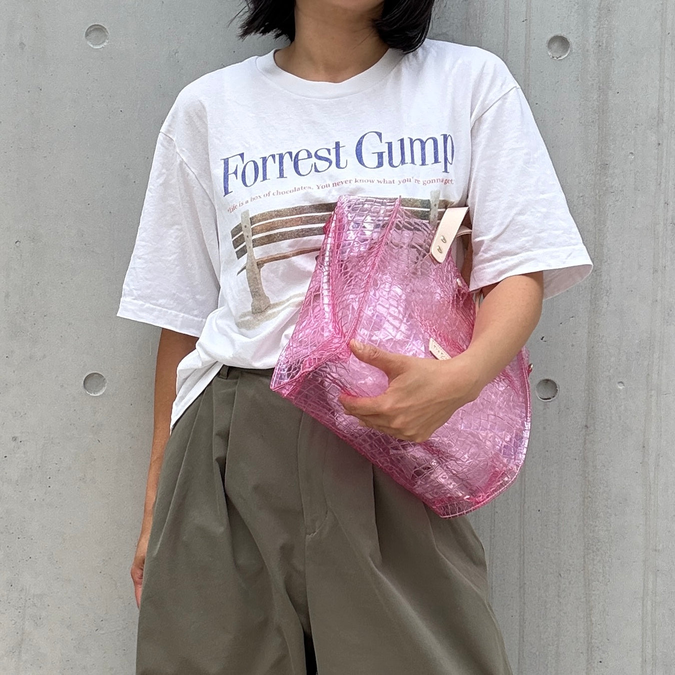 新色数量限定＜8月下旬発送＞Colored PVC(LeatherHandle)ToteM/🐊Crocodile Light Pink