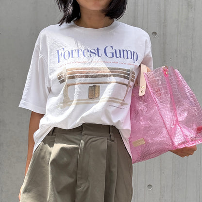 新色数量限定＜8月下旬発送＞Colored PVC(LeatherHandle)Tote L/ 🐊Crocodile Light Pink