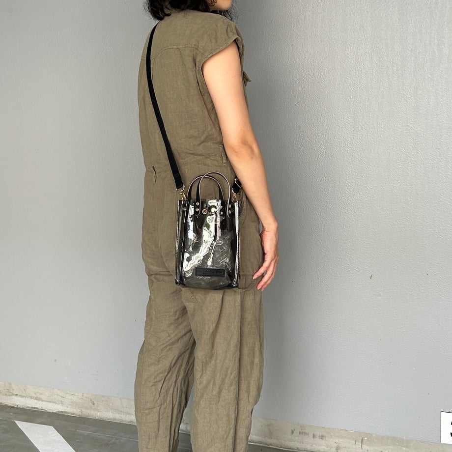 Colored PVC clear bag (pochette) Clear gray