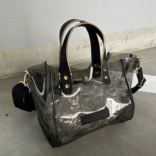 Colored PVC clear bag (tote S) clear gray