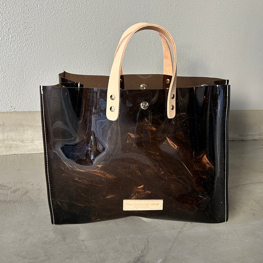 Color PVC clear bag (tote M) dark brown